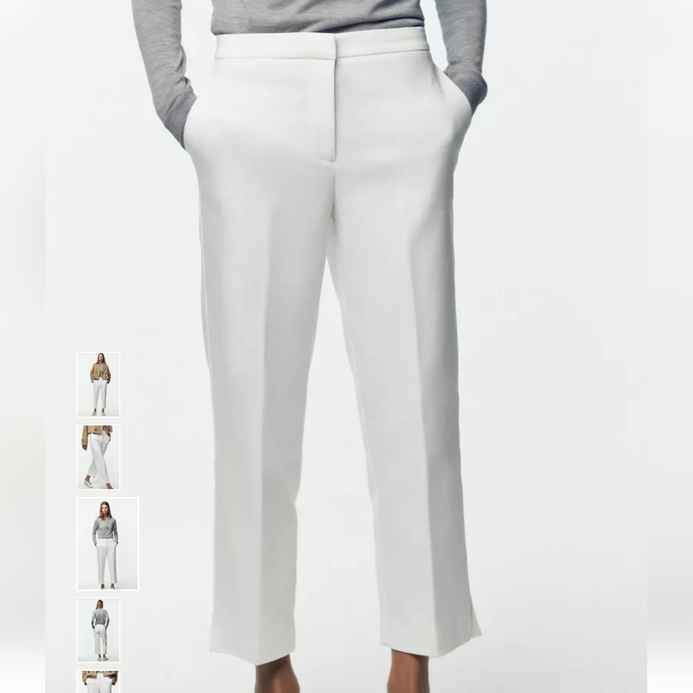 Zara White Women's Pants With Slit Hem